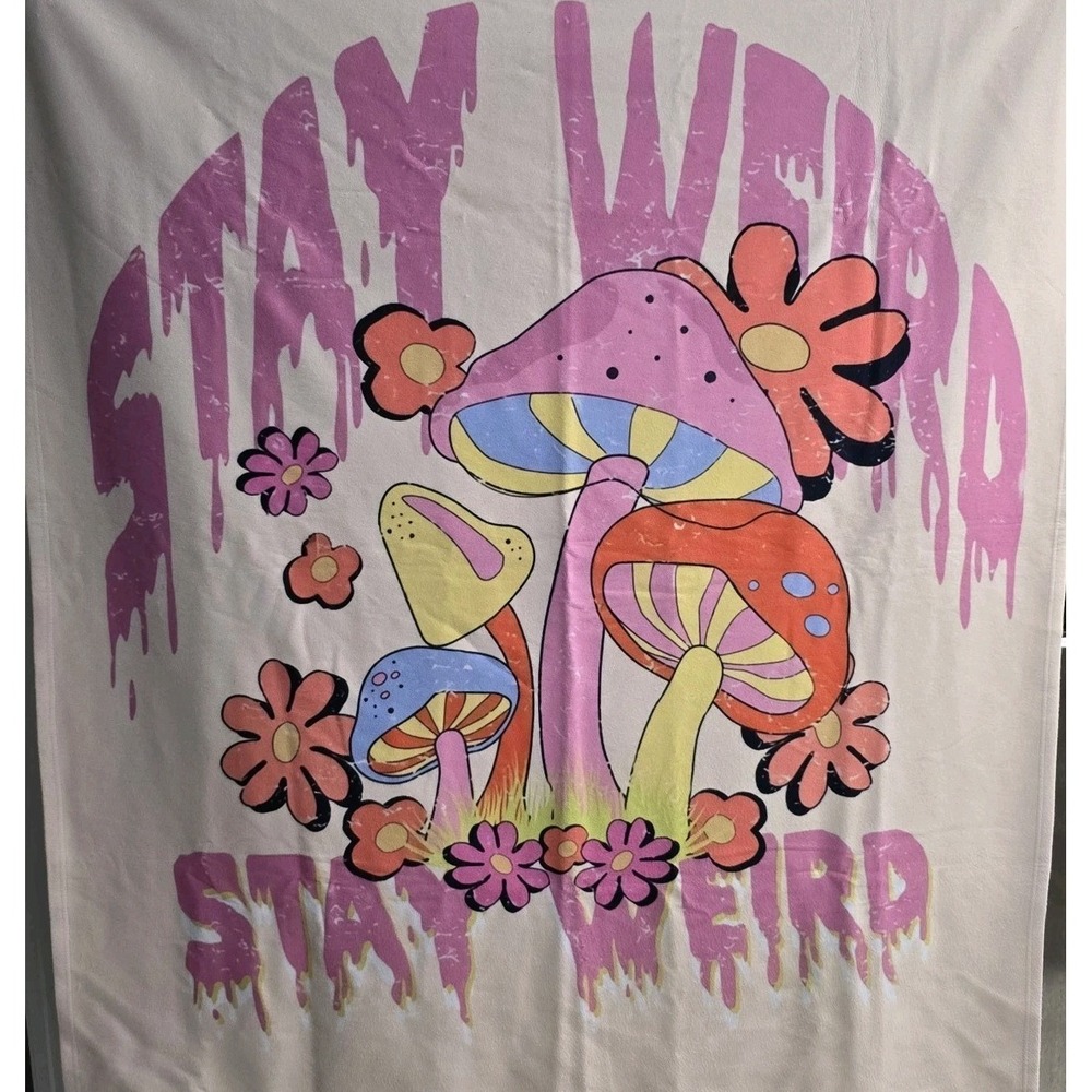 Blanket/Large Wall Tapestry STAY WEIRD 48x50 Psychedelic 70s Inspired
